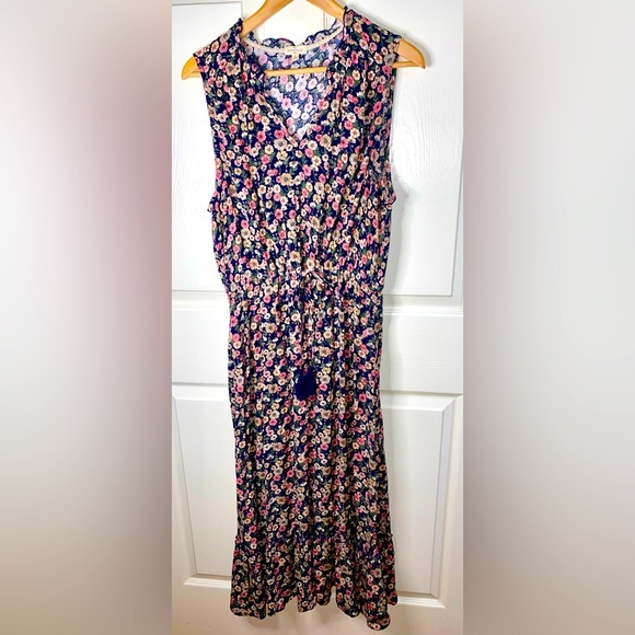 BOHO Floral Sleeveless Maxi Dress, 
Bohemian Summer Maxi Dress Size L Large - Picture 1 of 8